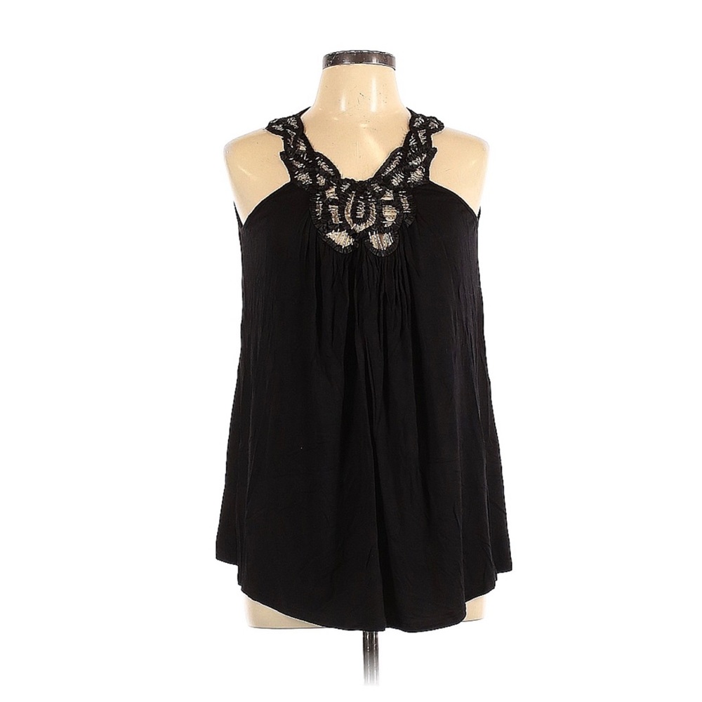 Pleione Embellished Halter Tank Black L